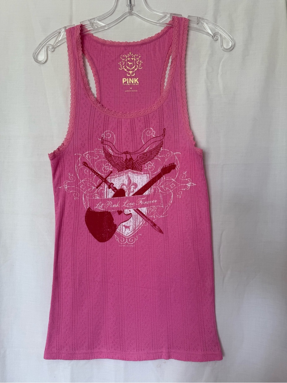 Vintage Y2K VS PINK Let Pink Live Forever Graphic Tank Top M NWOT